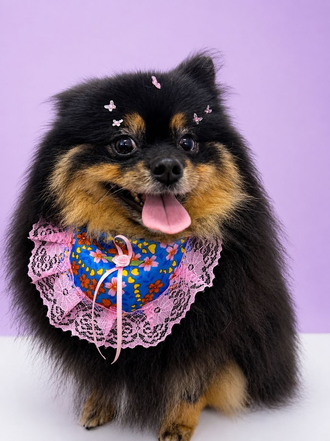 Pet com laço rosa no banho e tosa Dany PetShop